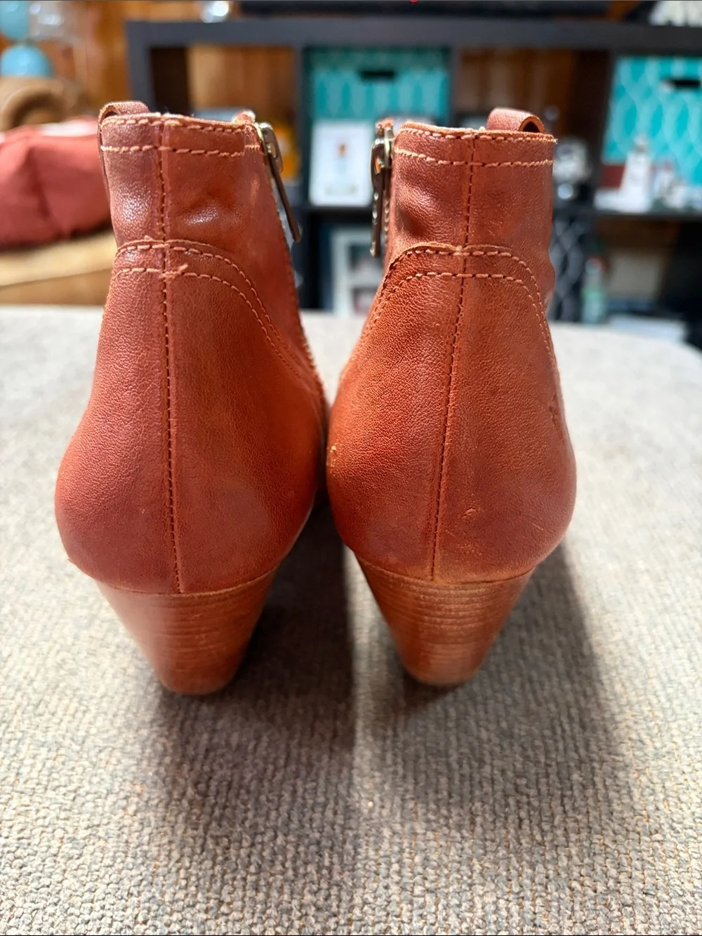 Frye Women's Reina Cognac Leather Western Ankle Bootie Size 8.5 - Picture 3 of 7
